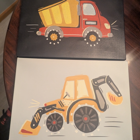 not sure Other - Red and Yellow Construction Vehicle Art Set